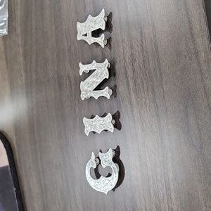 Alphabet Letters "GINA" Shiny Silver Screw Concho's 1"    *new*
